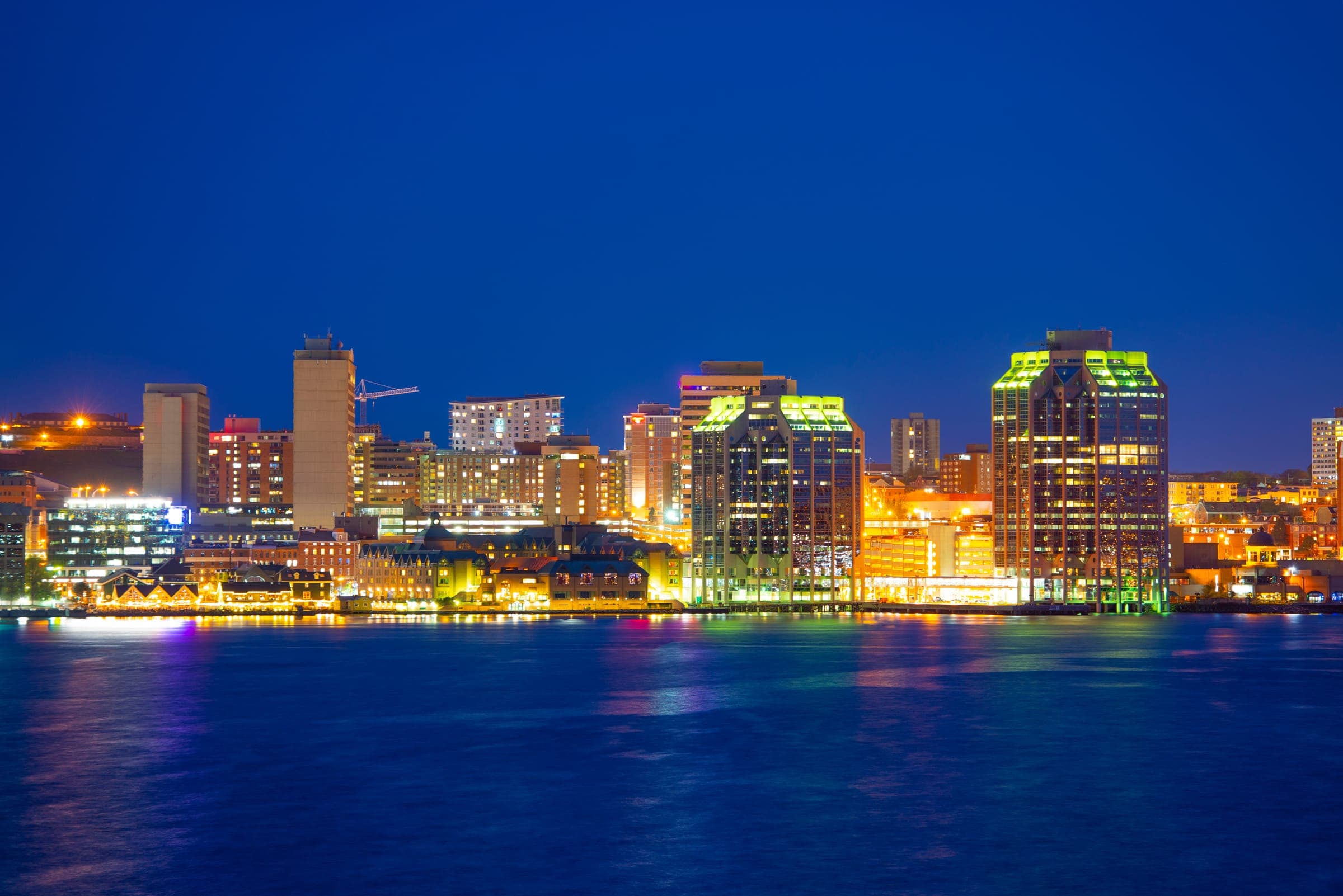 Halifax waterfront skyline at night
