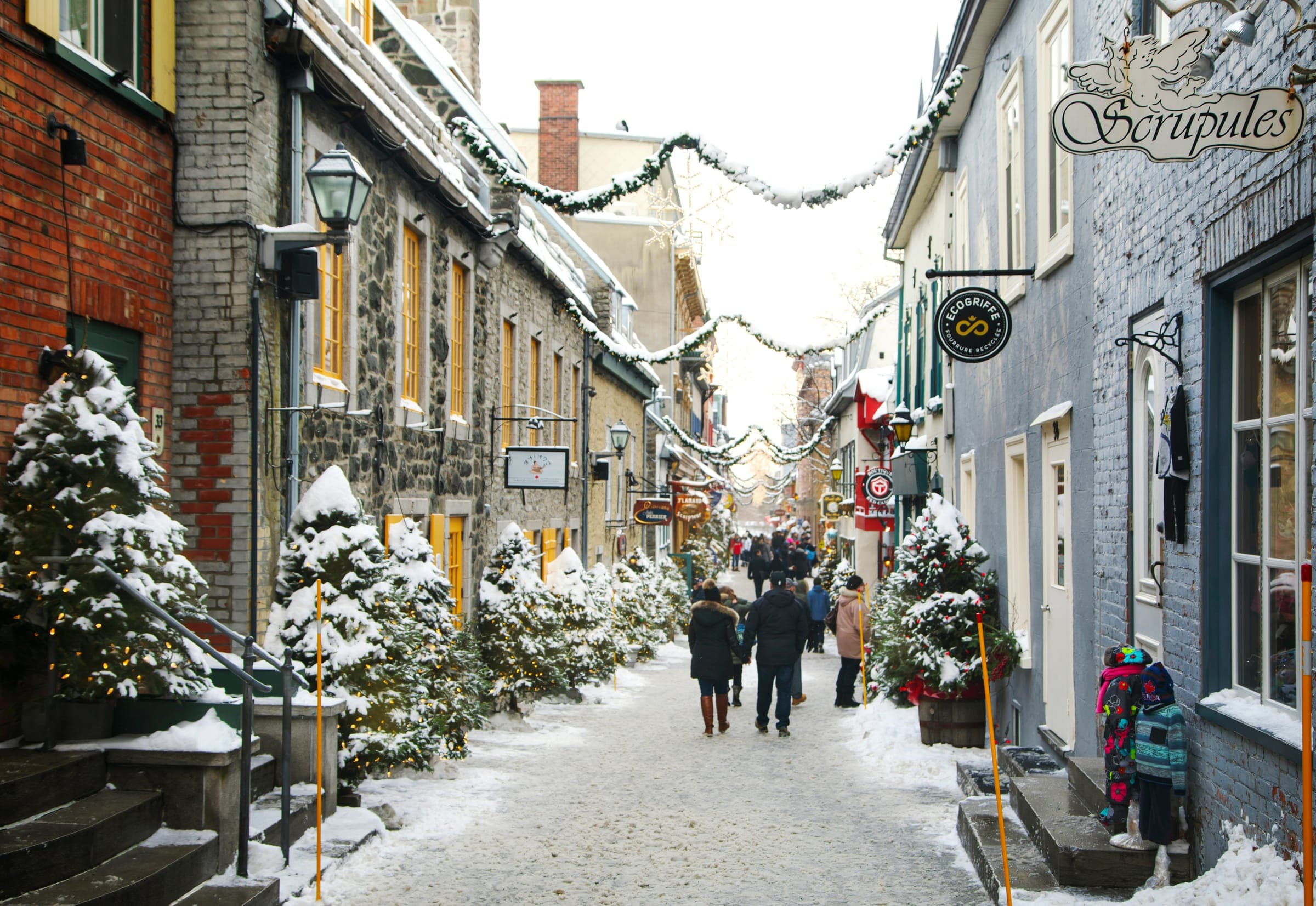 Quebec City Petit-Champlain quarter in winter